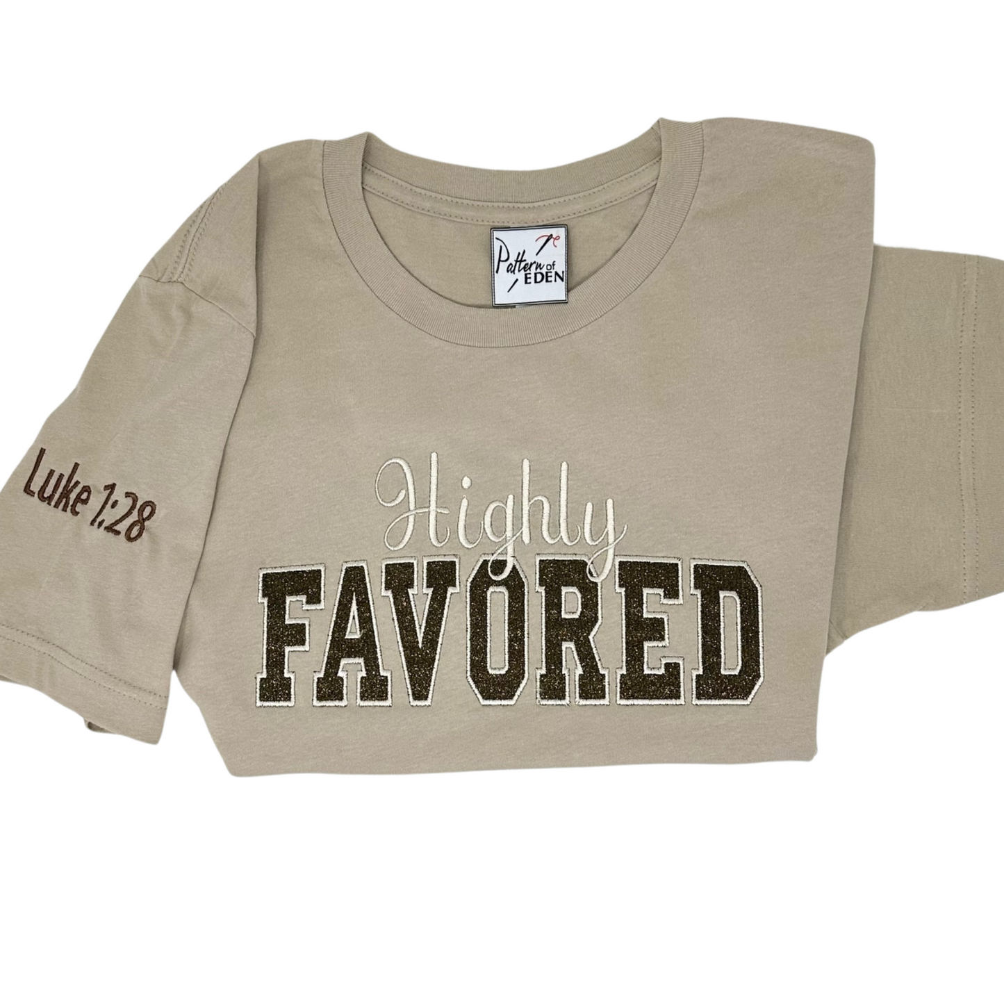 Highly Favored Embroidered & Glittered T-Shirt