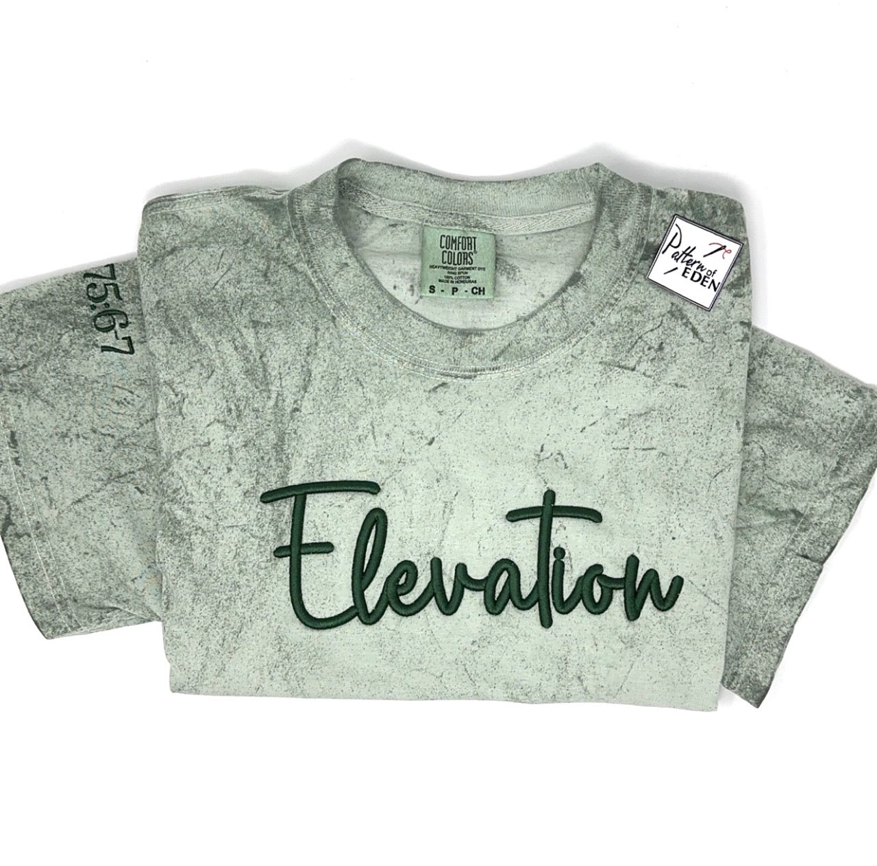 Fern Green Elevation Embroidered 3D Puff Comfort Colors T-Shirt