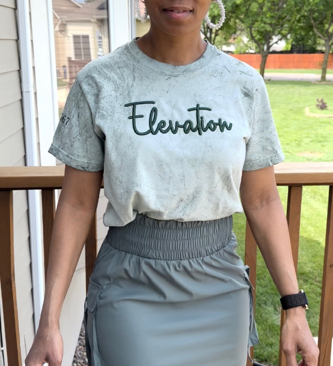 Fern Green Elevation Embroidered 3D Puff Comfort Colors T-Shirt