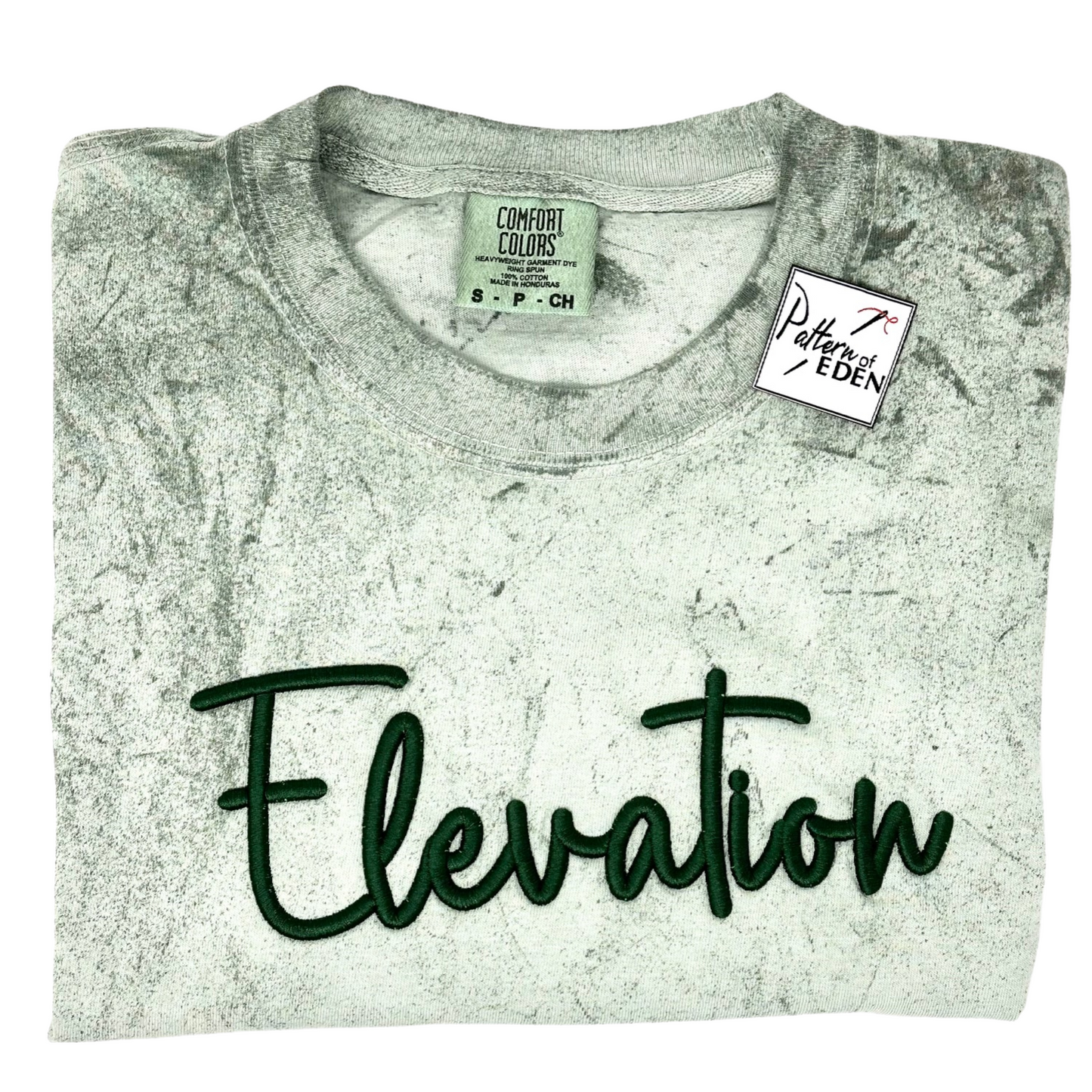 Fern Green Elevation Embroidered 3D Puff Comfort Colors T-Shirt